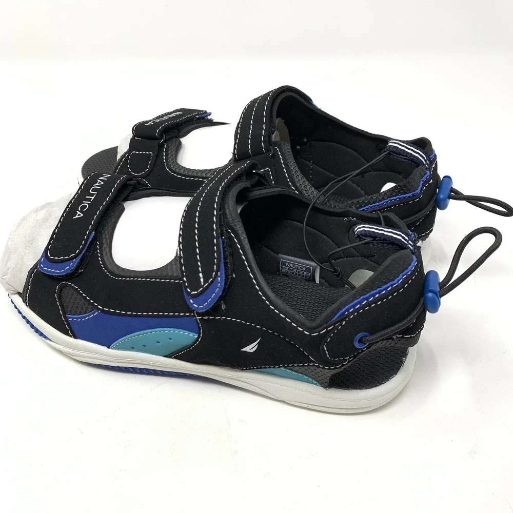 Nautica Kids Sz 4 Sports‎ Sandals Open Toe Athletic Beach Water Helm Black Blue